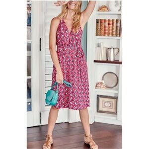 Boden Red and Blue Patterned Backless Dress